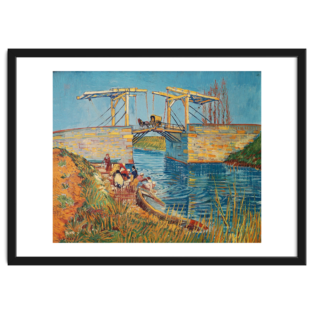 Drawbridge at Arles with a group of washerwomen (pont de Langlois, Arles, France).