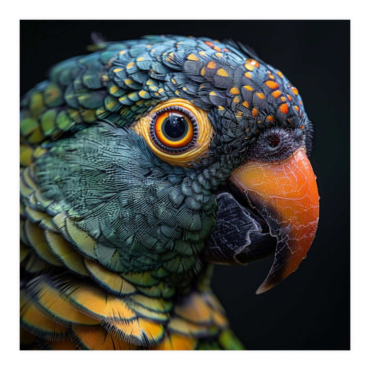 Close Up Of A Colorful Parrot's Face (Print Only)