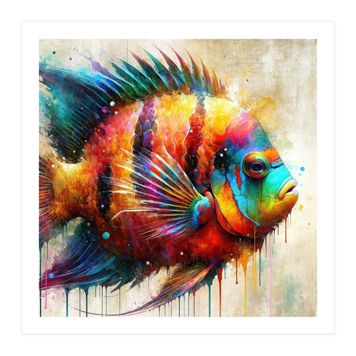 Colorful Tropical Fish Portrait (Print Only)