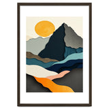 Minimalist Layered Mountain Landscape with Golden Sun thumbnail