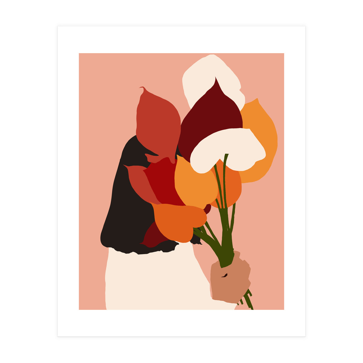 The Comfort Zone, Pastel Bohemian Woman, Floral Self Care Self Love Positivity Growth, Eclectic Boho Concept (Print Only)