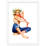 Pinup Texas Girl With White Cowboy Hat thumbnail