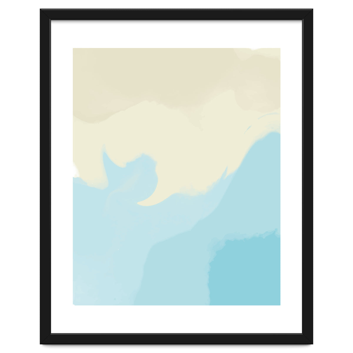 Mellow, Abstract Powder Blue Pastel Pearl Painting, Modern Simple Minimal Waves