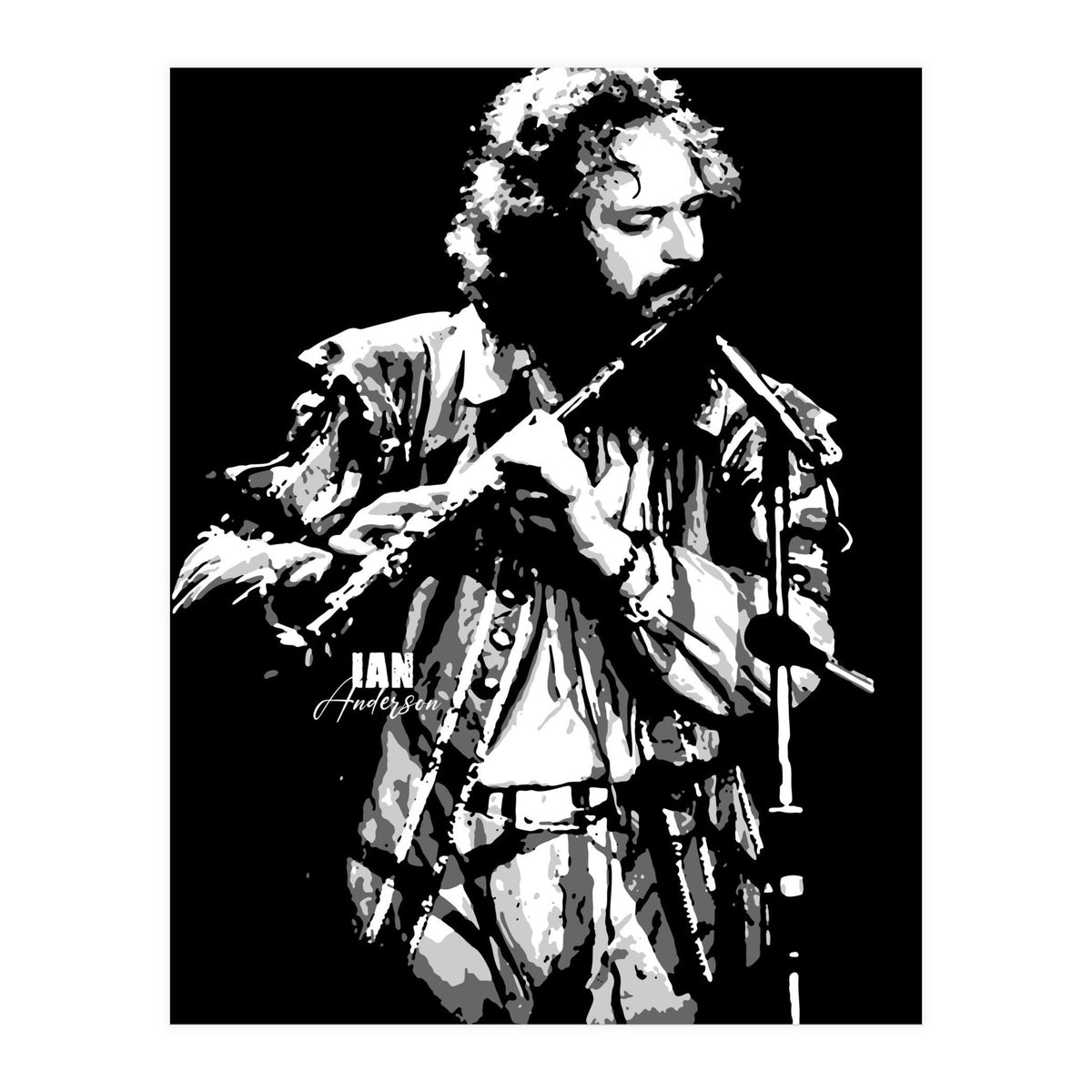 Ian Anderson Rock Music Legend in Grayscale 2 (Print Only)