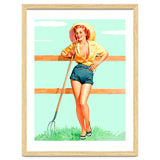 Pinup Country girl Posing With Pitchfork thumbnail