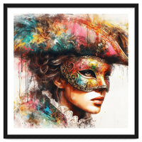 Watercolor Carnival Venetian Mask Woman