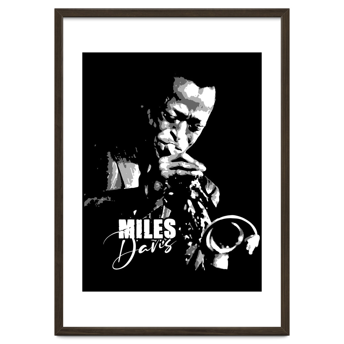 Miles Davis American Jazz Trumpeter in Grayscale