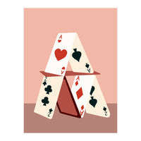 A House Made Of Cards, Relationship Concept Painting, Illustration Playing Cards, Spade Heart Eclectic Bohemian Contemporary (Print Only)