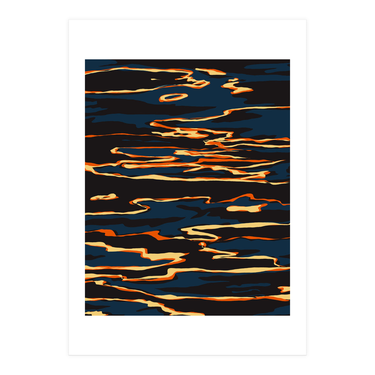 Sunset Reflection, Positivity Hope Growth Optimism Mindset, Nature Marble Dark Ocean (Print Only)