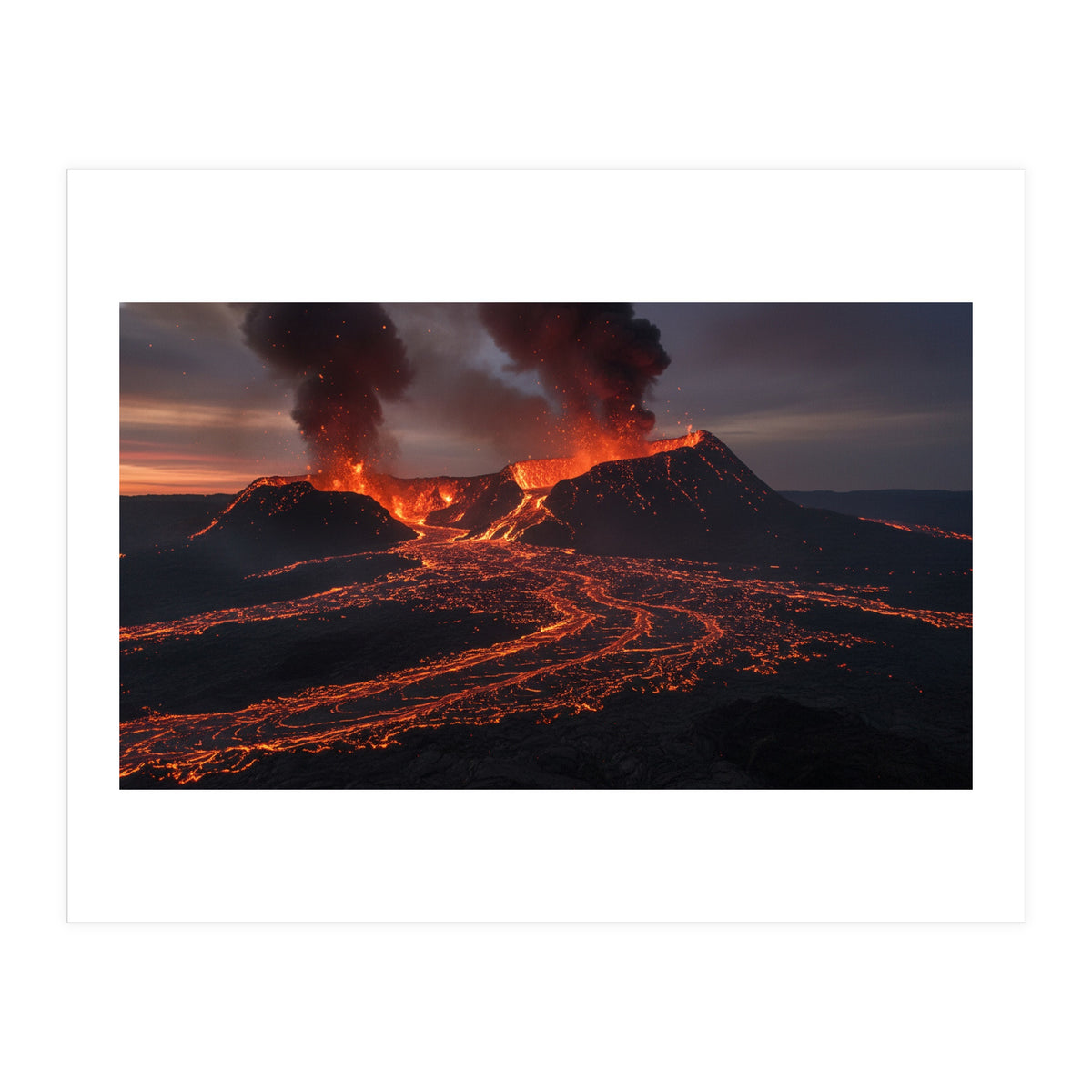 Volcanic Fury: Erupting Mountain Landscape (Print Only)