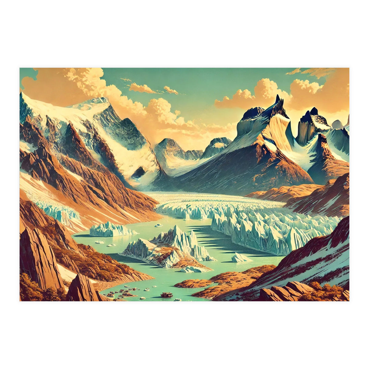 Vintage Argentina, Patagonia Glaciers Poster (Print Only)