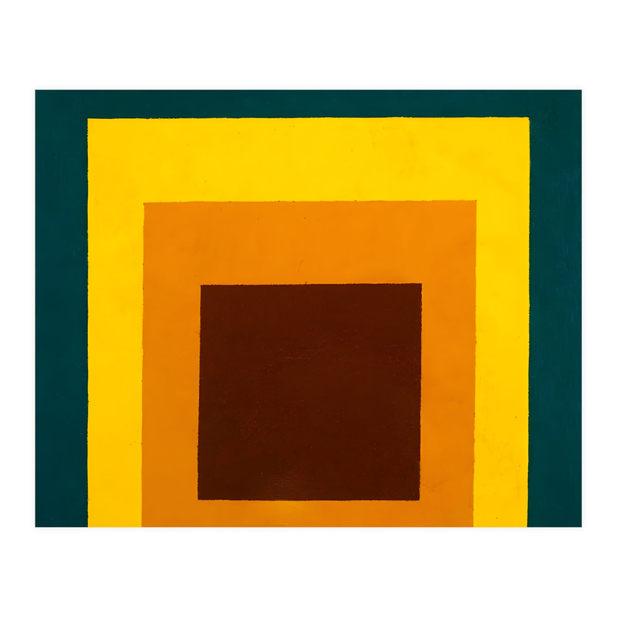 JOSEF ALBERS - HOMAGE TO THE SQUARE DARK GREEN YELLOW ORANGE BROWN  (Print Only)