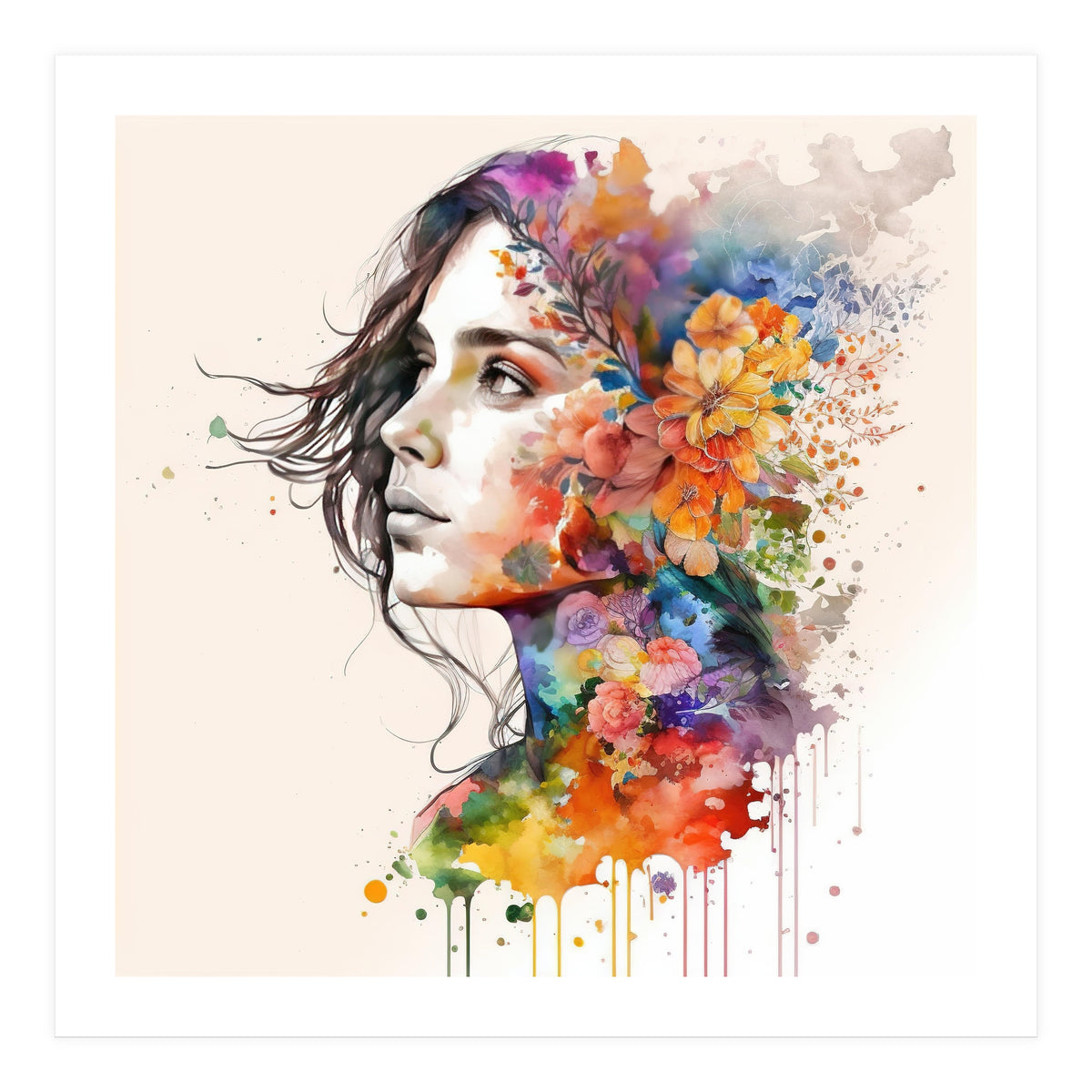 Quiet Muse In Watercolor Blooms (Print Only)