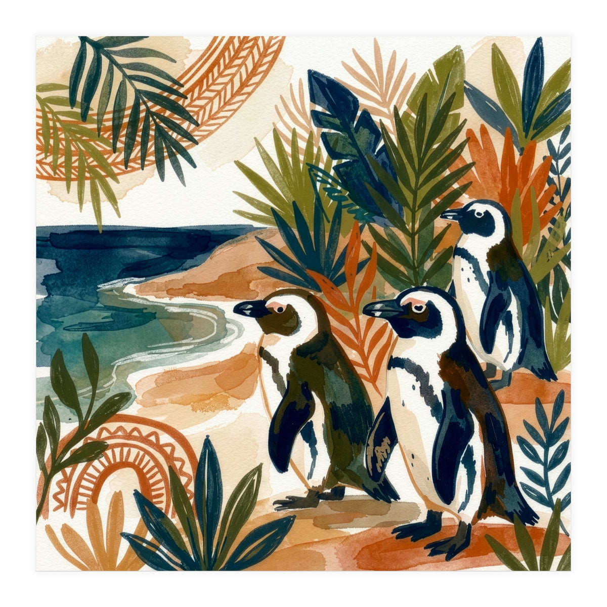 Beachside Penguin Gathering (Print Only)