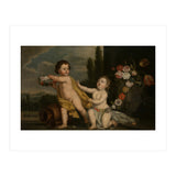 German Master (18th Century) – Two Putti with Garlands of Flowers (Print Only) thumbnail