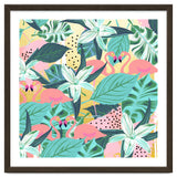 Flamingo Tropical, Colorful Modern Bohemian Eclectic Jungle Graphic Design, Blush Forest Gold Floral thumbnail