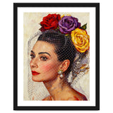 Audrey Hepburn, Impasto Floral Veil Portrait, Classic Hollywood Oil Painting, thumbnail