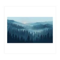 Misty Evergreen Forest: Moody Atmospheric Landscape (Print Only)