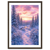 Winter Sunset Glow: Serene Snowy Forest and Frozen Creek thumbnail