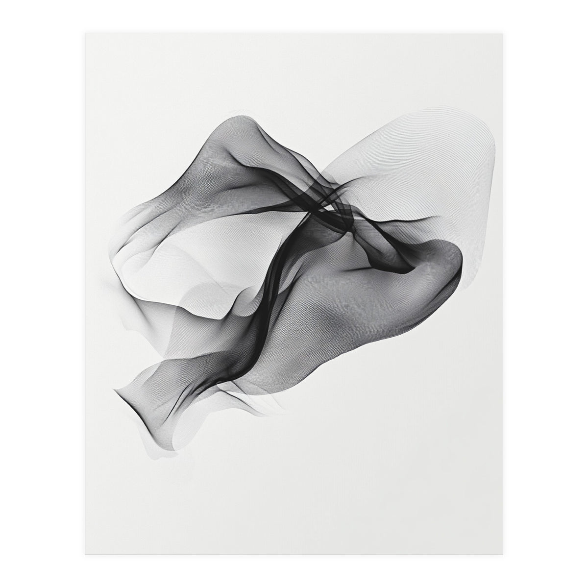 Abstract Black Flowing Fabric Wave (Print Only)