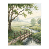 The Quiet Crossing: A Peaceful Meadow Bridge (Print Only) thumbnail