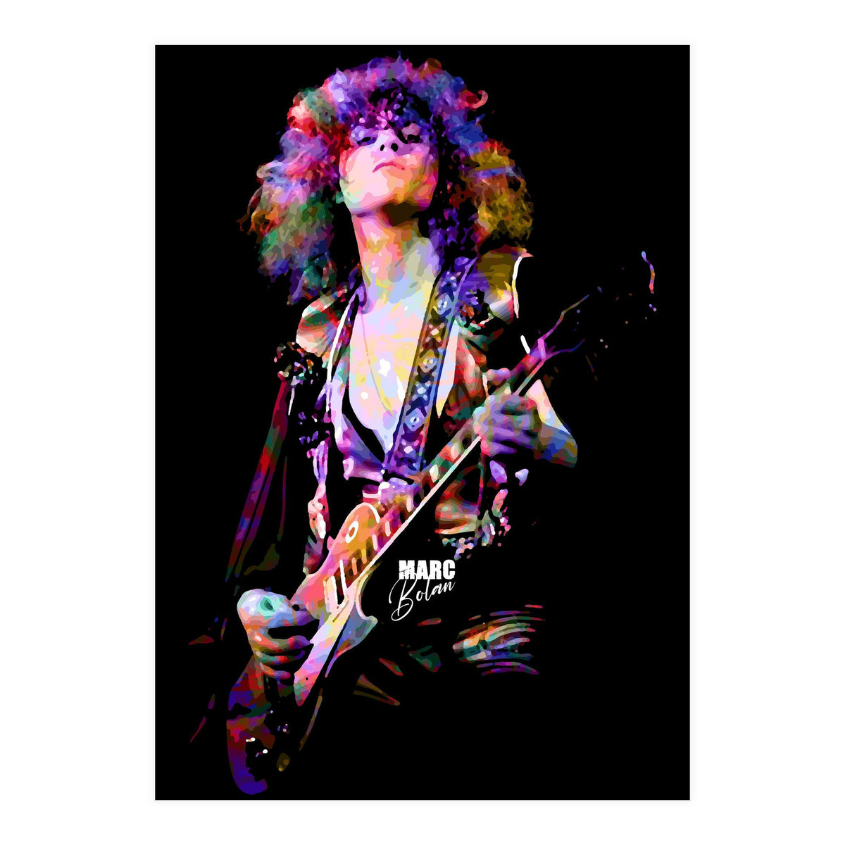 Marc Bolan Musician Legend in Colorful (Print Only)