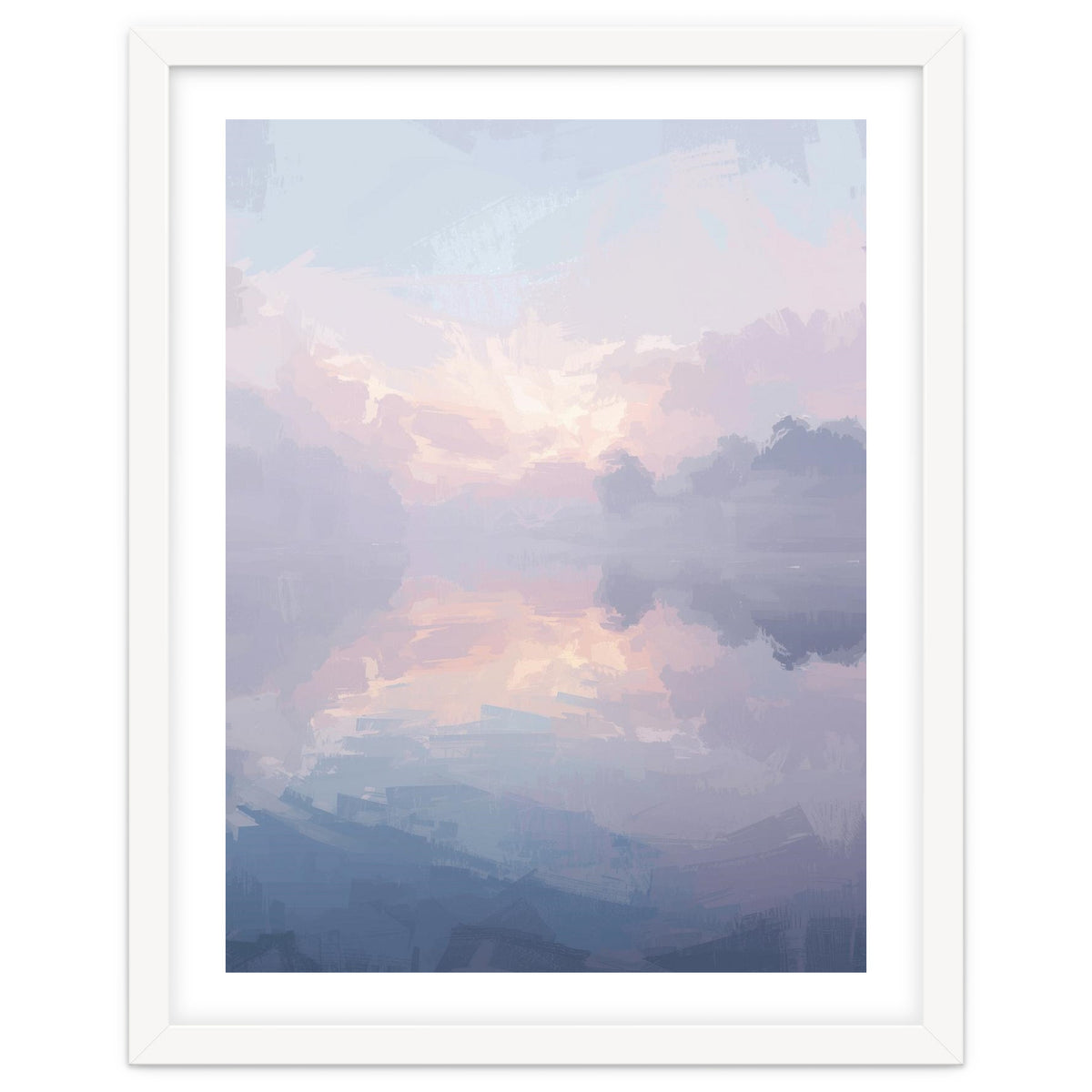 Ethereal Misty Lakeside at Dawn