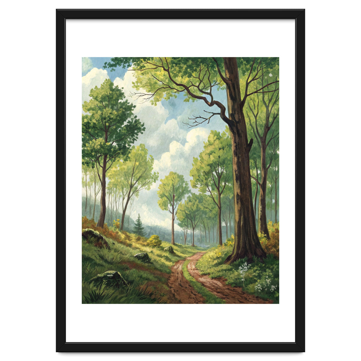 Vibrant Summer Forest Landscape Painting