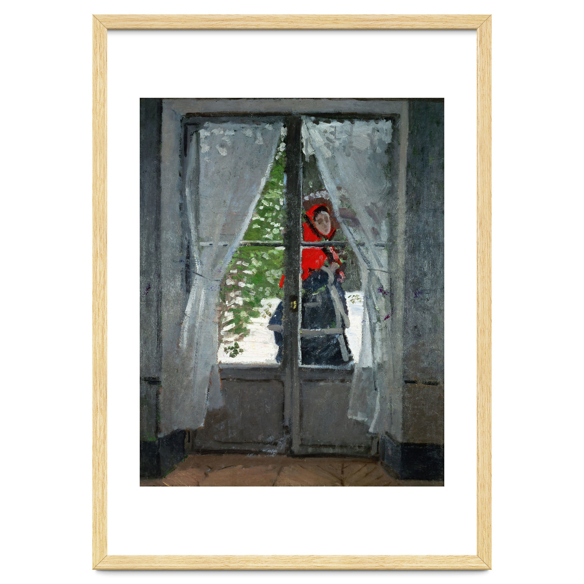 Mme. Monet with a red hat called &quot; The Red Kerchief&quot, ca. 1870.