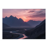 Crimson Sunset Valley: Serene Mountain Vista (Print Only) thumbnail