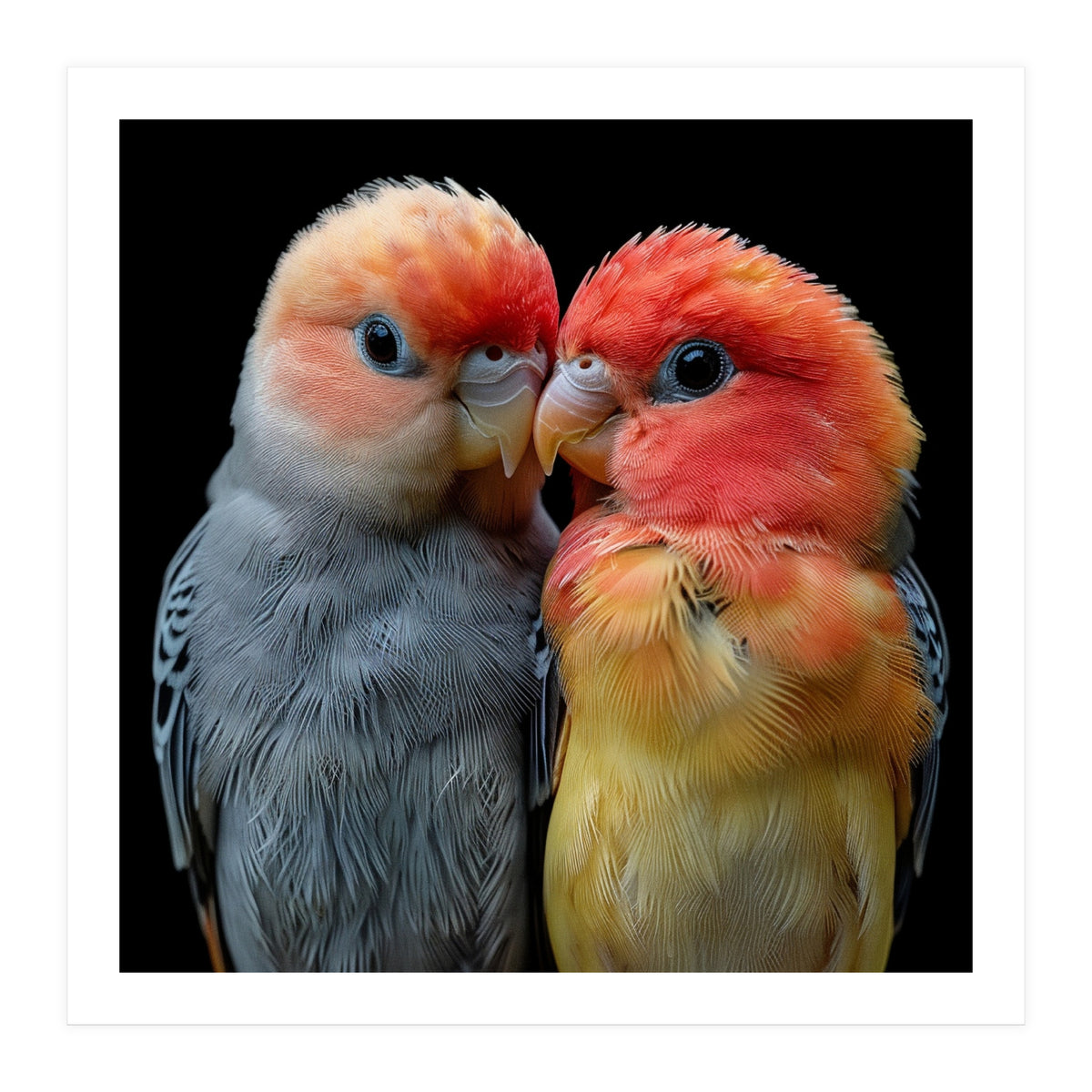 Two Lovebirds Nuzzle Together (Print Only)