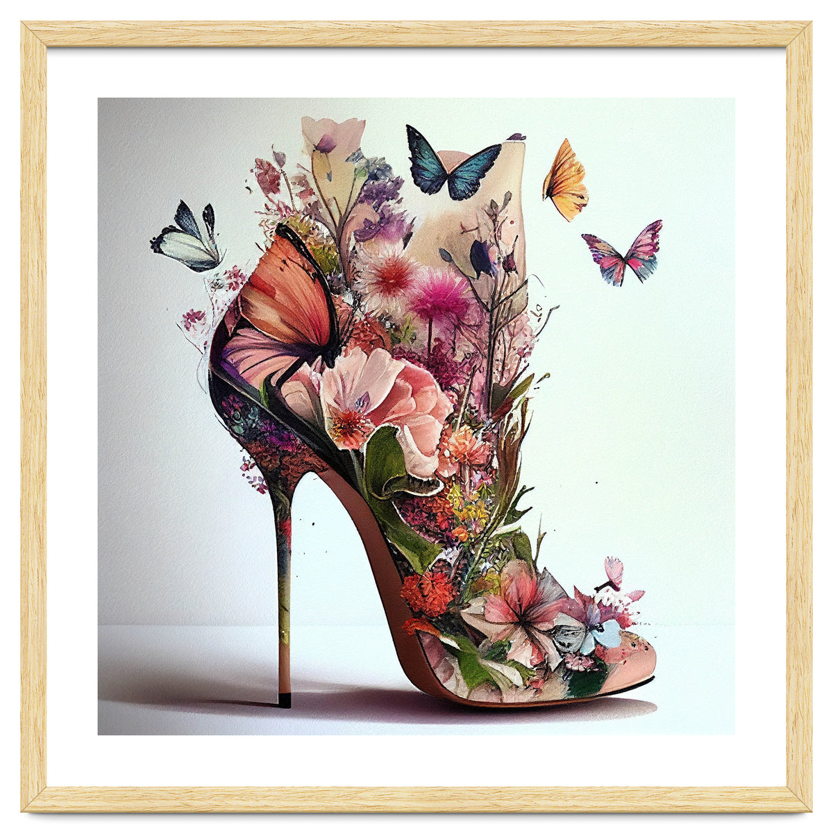 Floral Stiletto With Butterflies