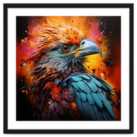 Vibrant Eagle Portrait Abstract Colorful Splatter Art