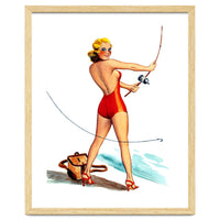 Pinup Girl Fishing On The Coast