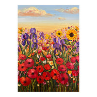 Vibrant Wildflower Field Oil Painting (Print Only)