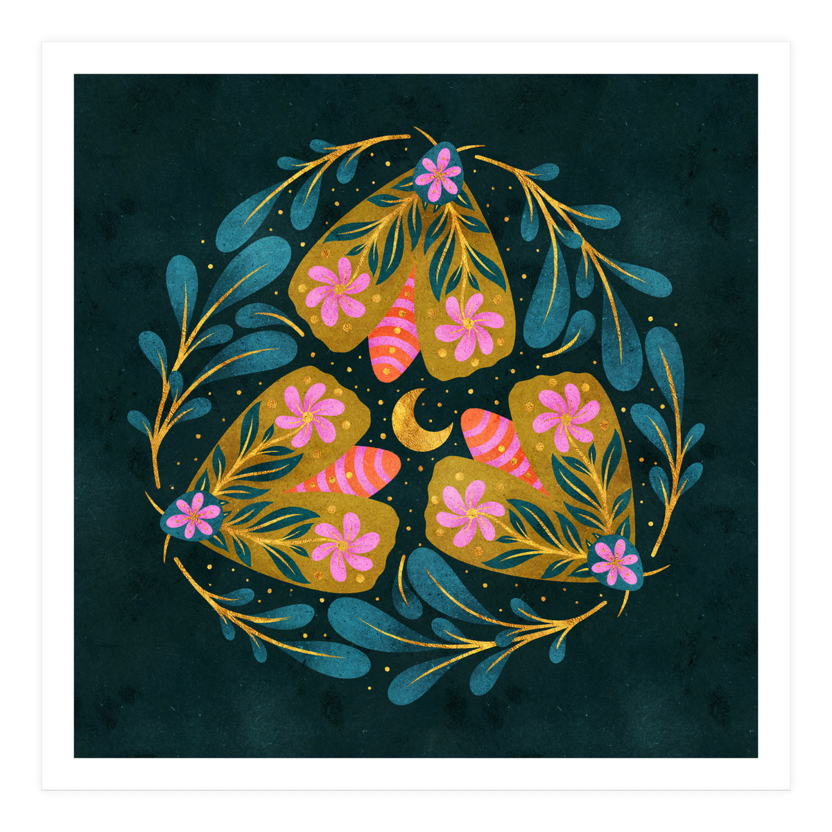 Floral Moths and Moon (Print Only)