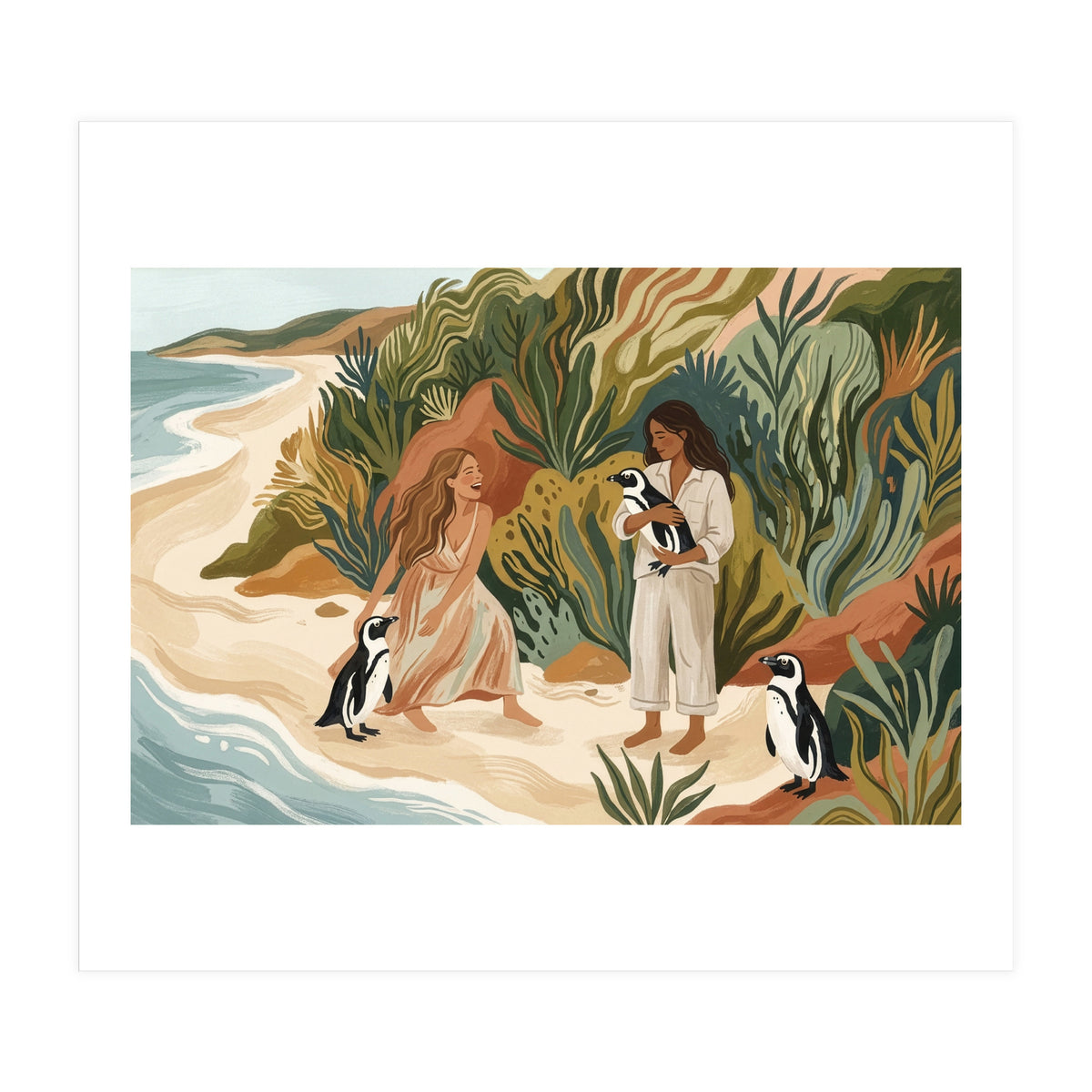 Penguin Friends By The Sea (Print Only)