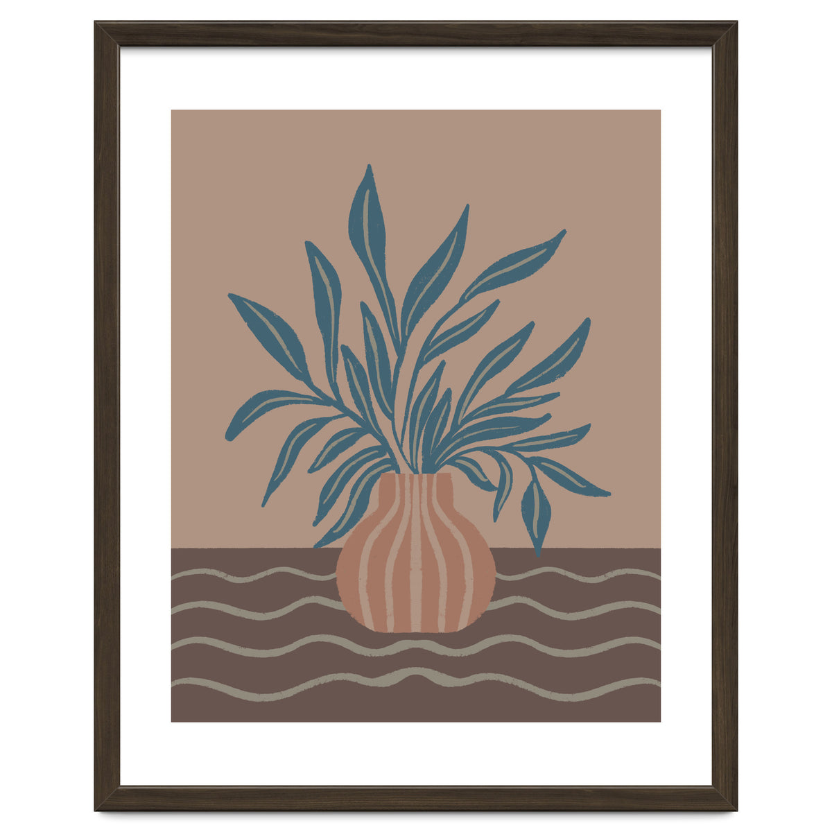 Modern Vase with Tropical Leaves