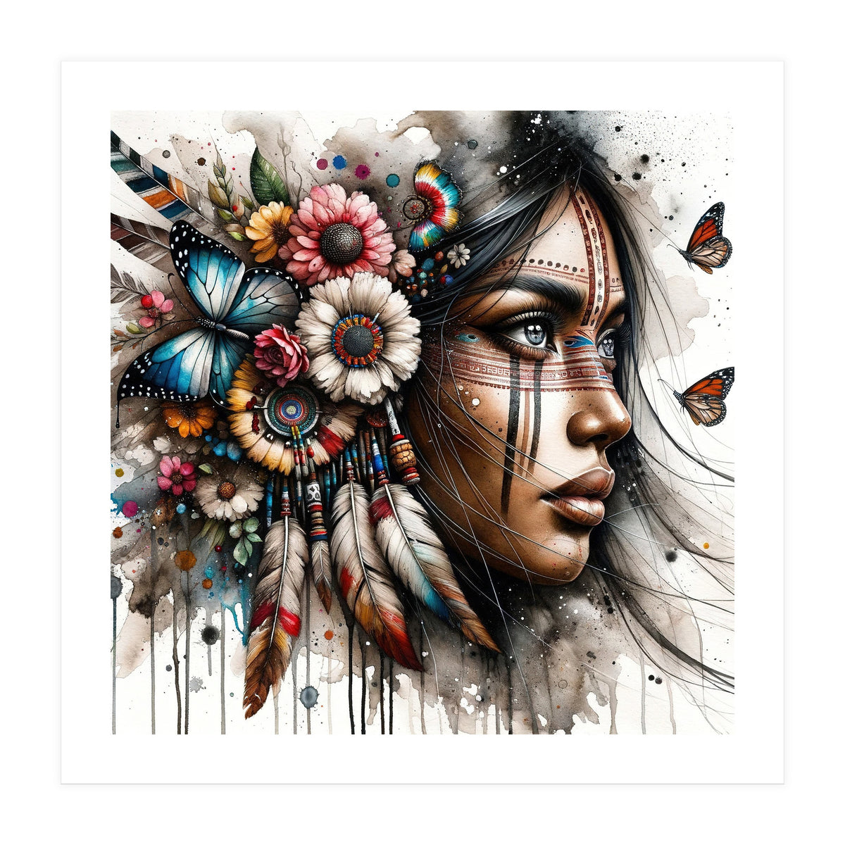 Watercolor Native American Woman #2 (Print Only)