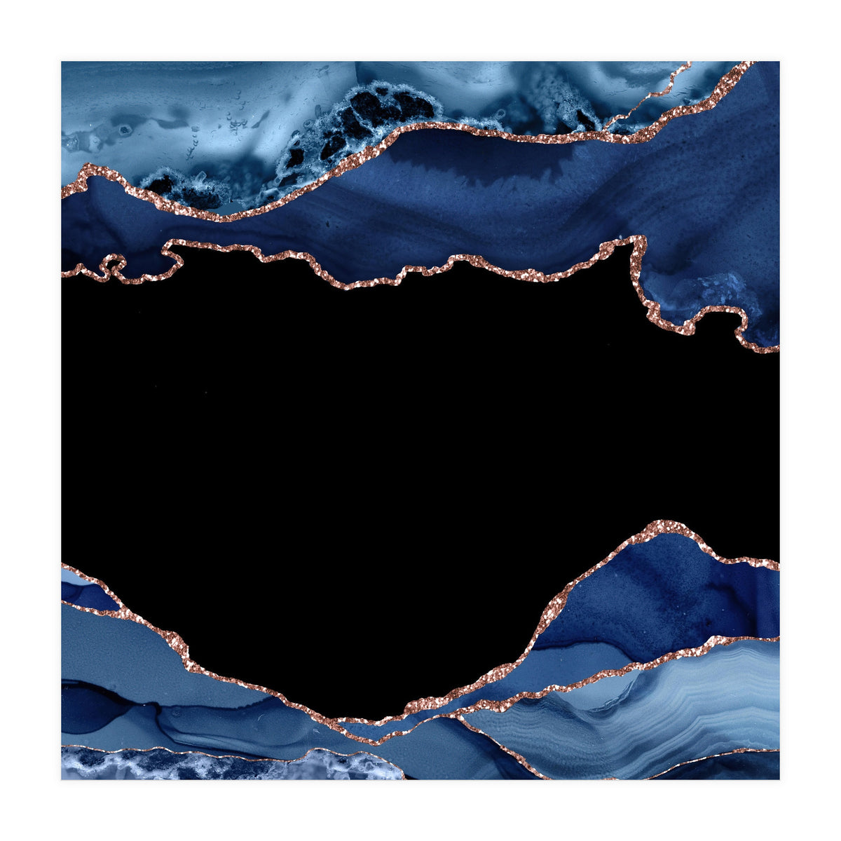 Navy & Rose Gold Agate Texture 18 (Print Only)