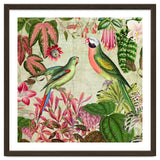 Exotic Lush Rainforest With Colorful Parrots And Flowers thumbnail