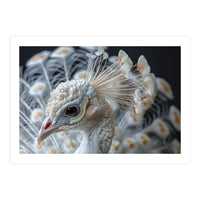 Close Up Albino Peacock Bird Portrait (Print Only)