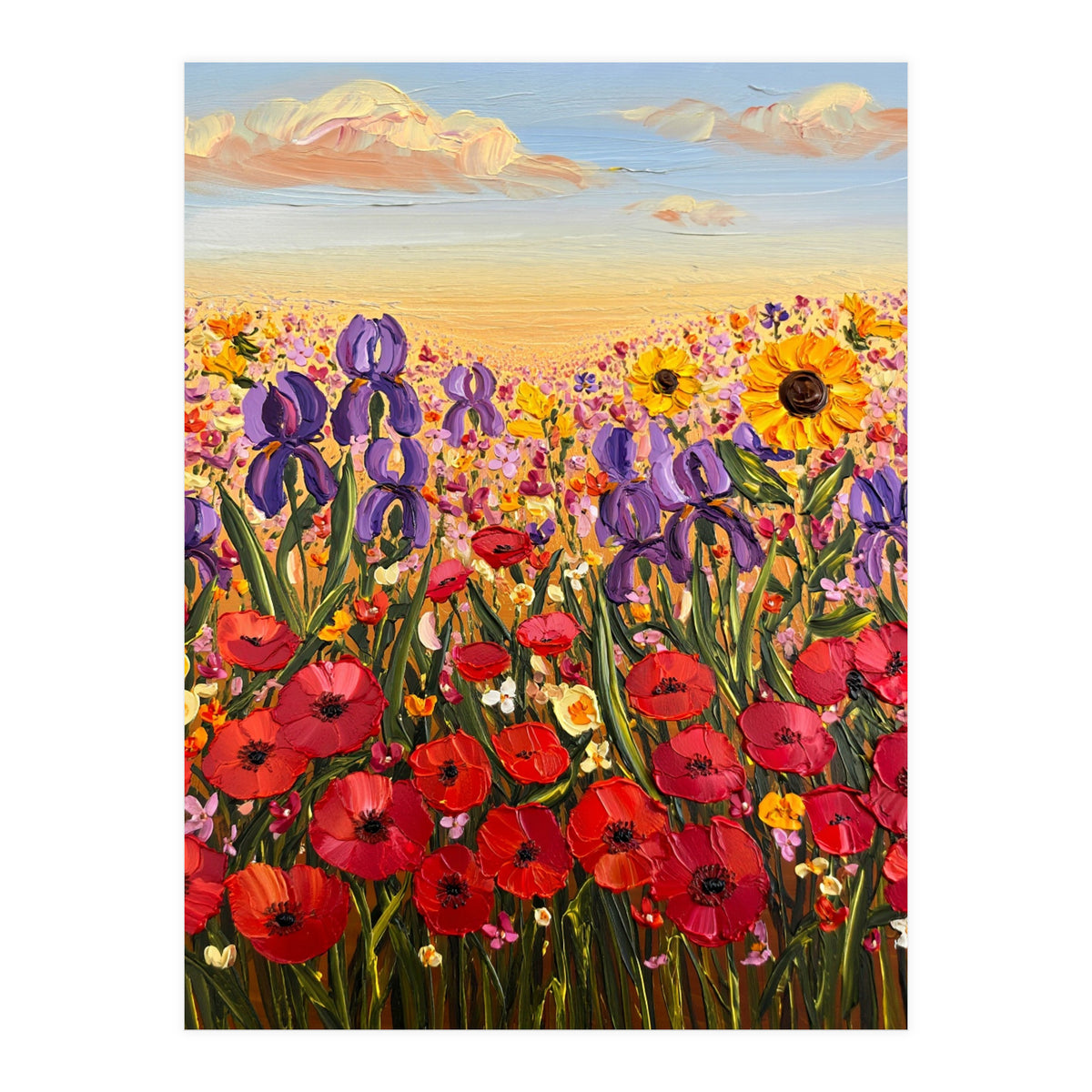Vibrant Wildflower Field Oil Painting (Print Only)