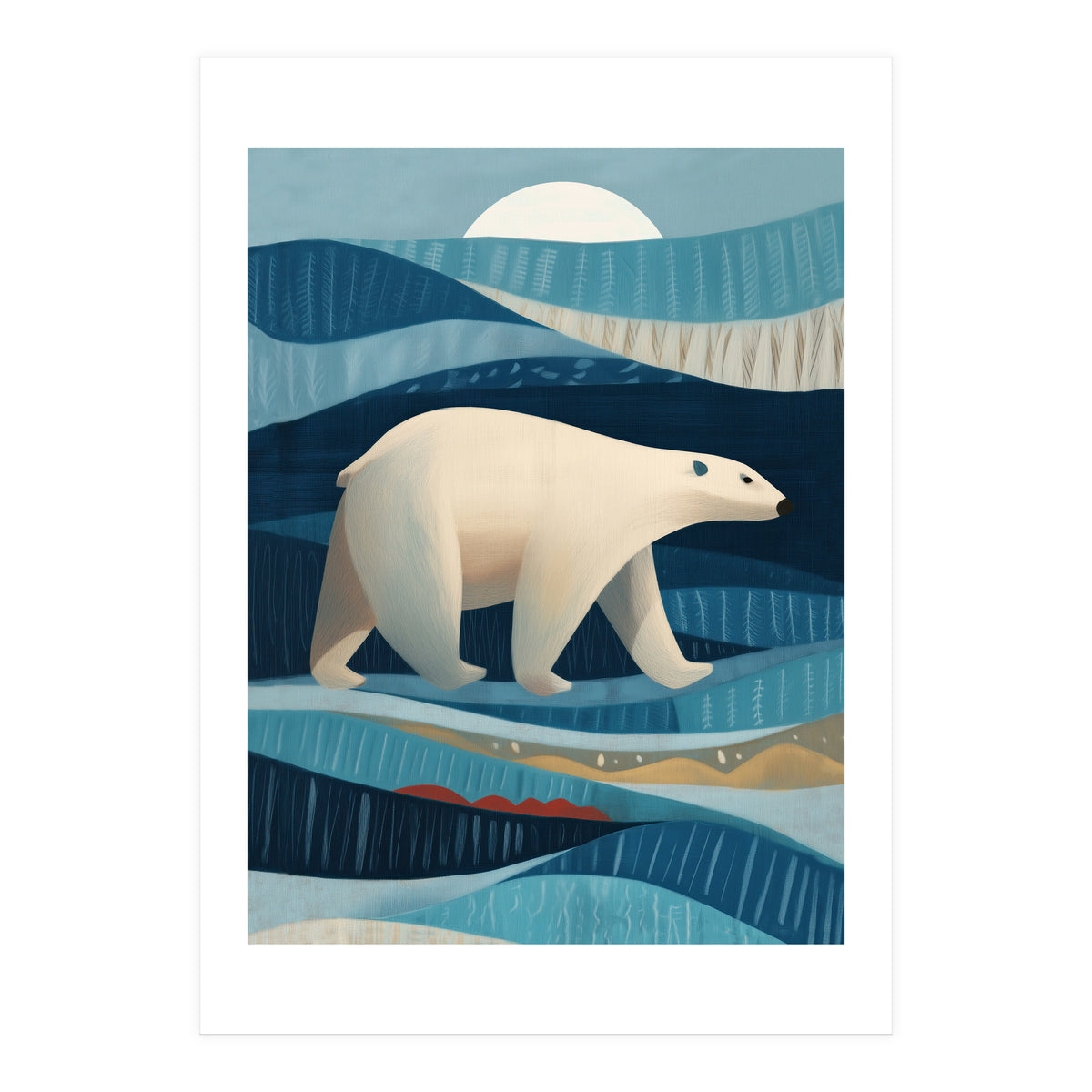 Polar Bear In The Blue Arctic (Print Only)