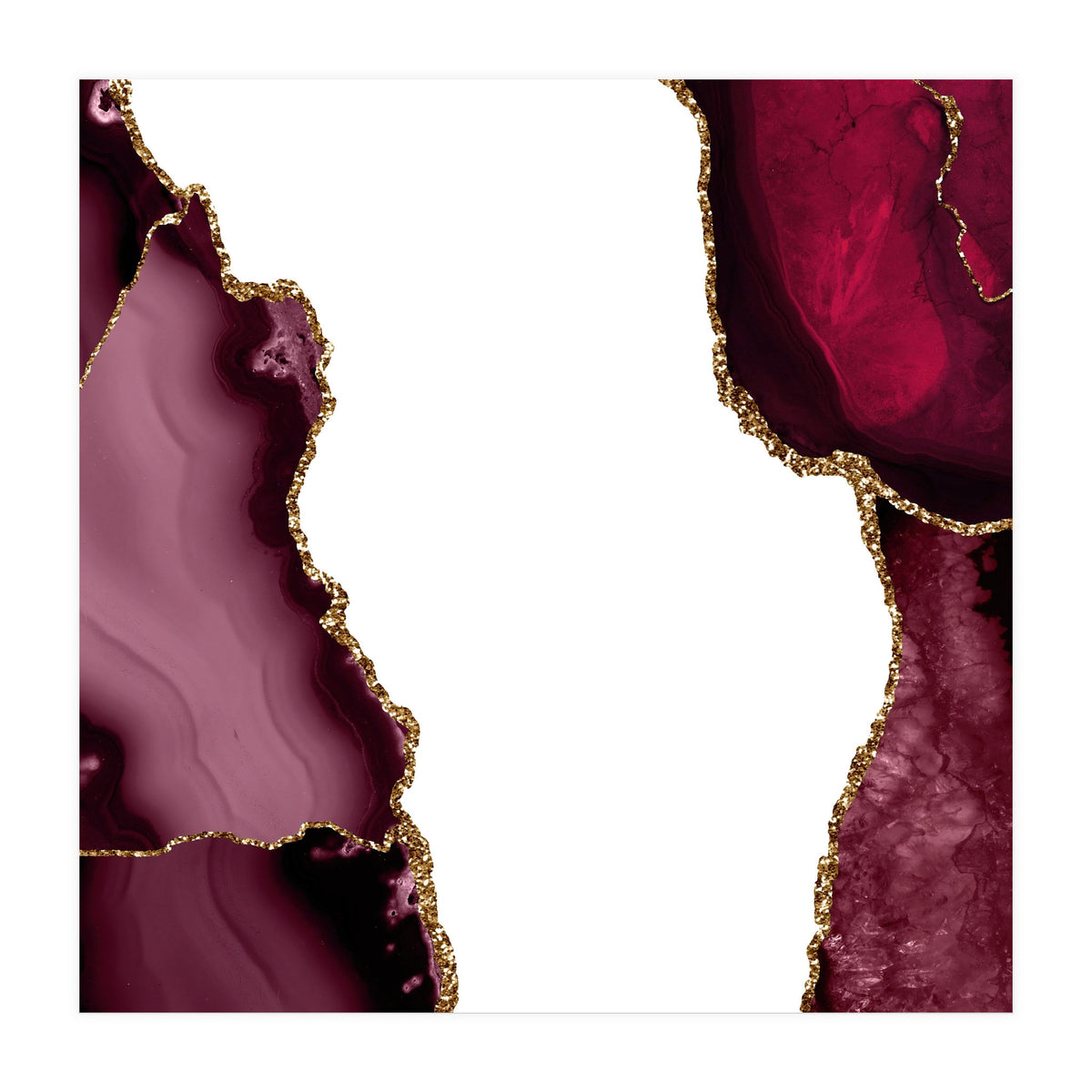 Burgundy & Gold Agate Texture 21  (Print Only)