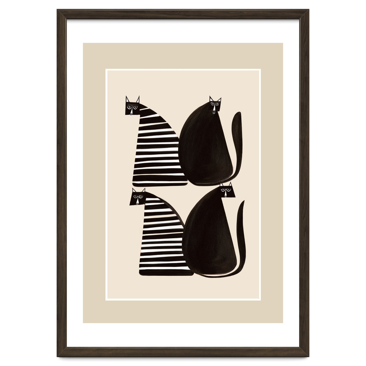 Minimalist Cats In Black And White