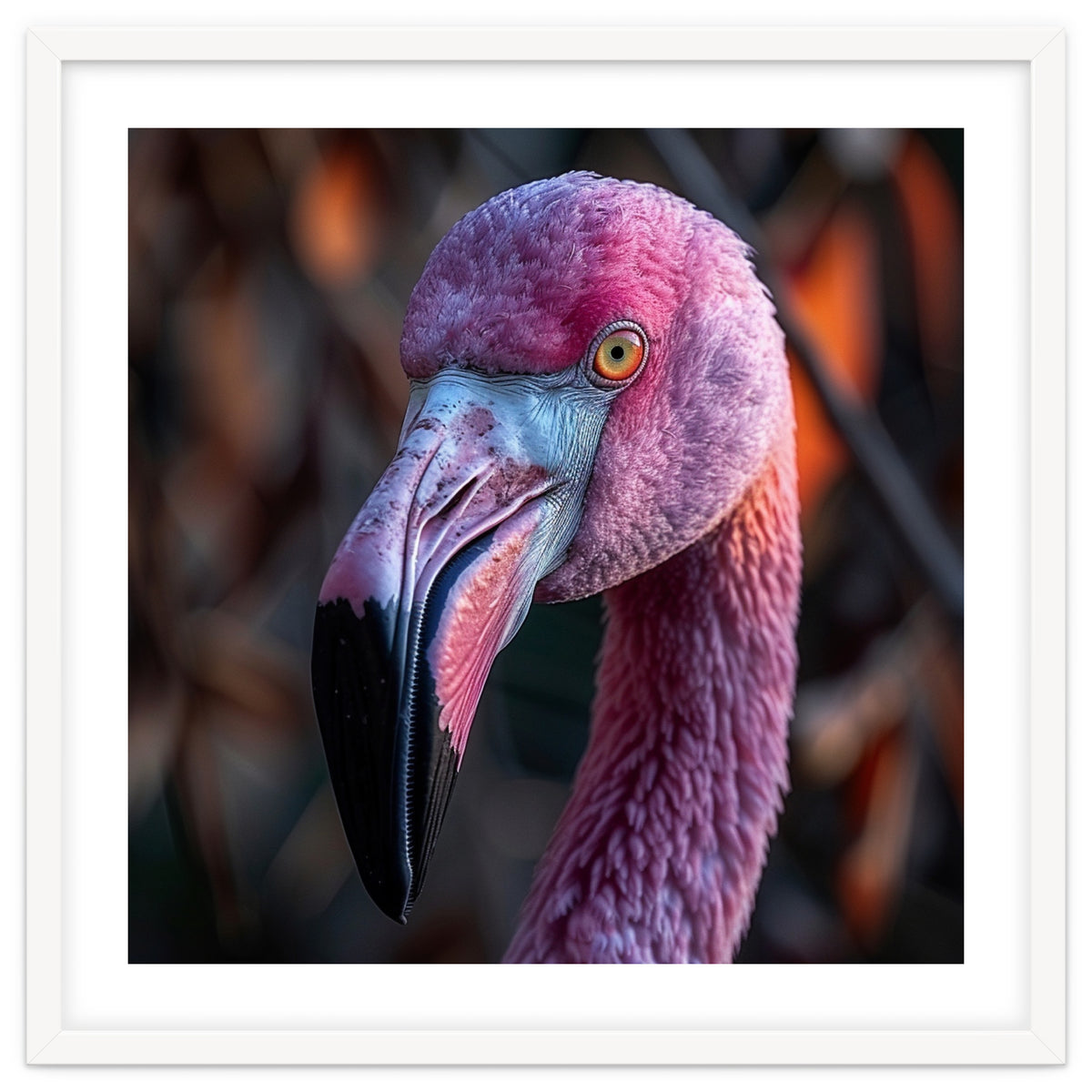 Close Up Of A Pink Flamingo Bird Face