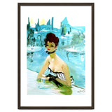 Pinup Girl In Cafe, Watercolor Painting thumbnail