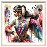Hindu Woman Dancer With Jewelry And Sari