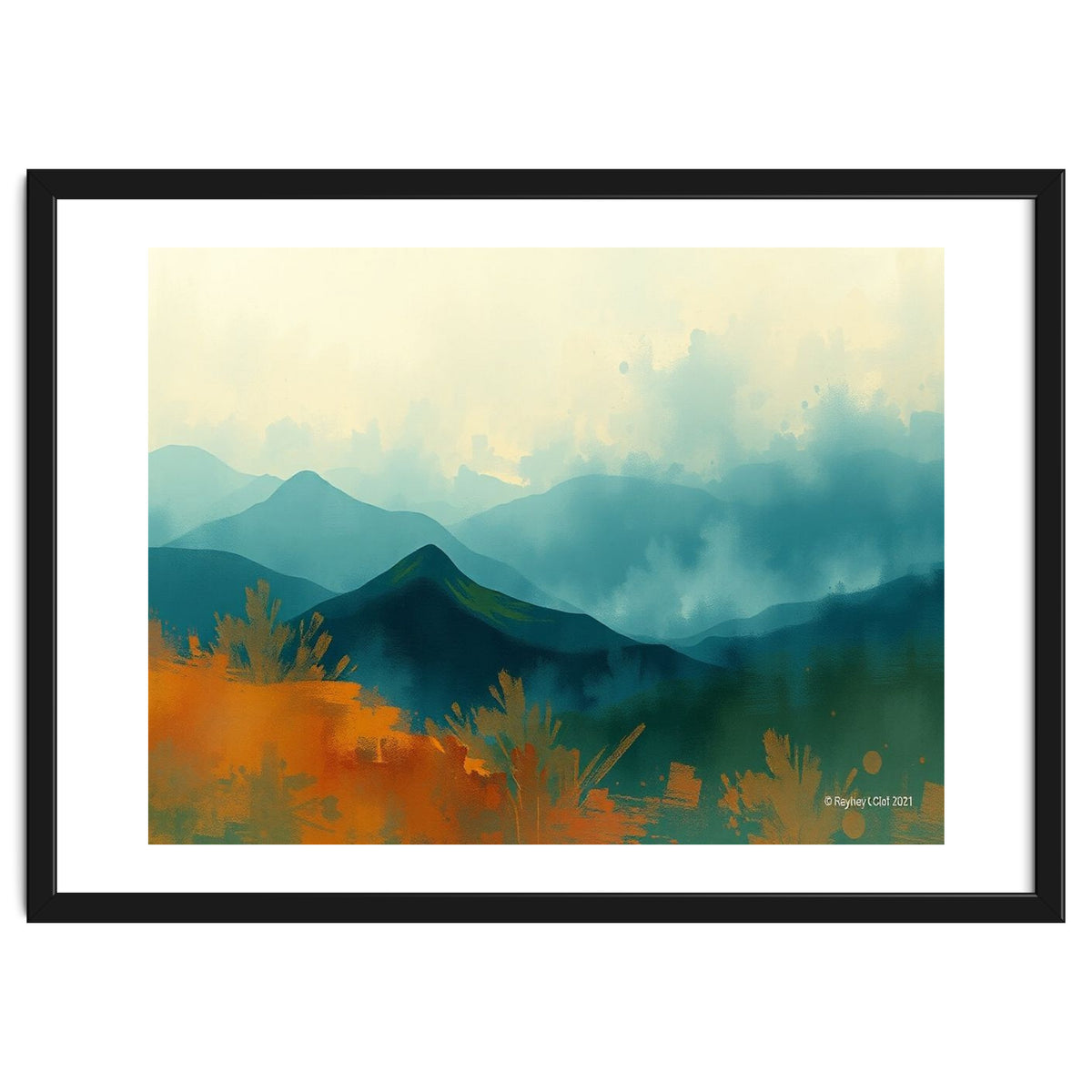 Long Title Misty Blue Mountain Range Landscape